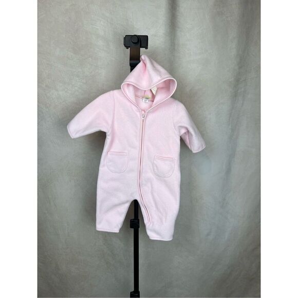 Vintage Y2K Girls Fleece One Piece Pajama 0-3M Pink Old Navy - Picture 1 of 5